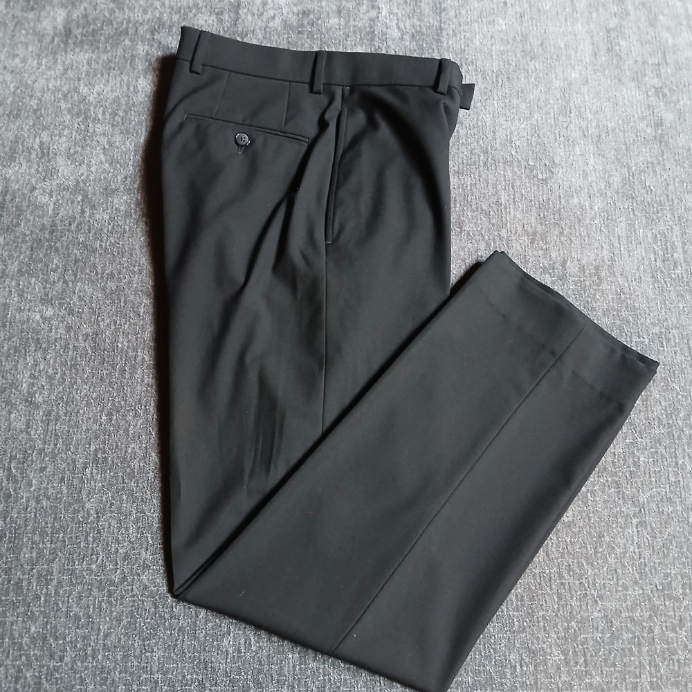 Van Heusen Flex Slim Fit Mens Dress Pants Black 32x30 Flat Front Stretch Pant